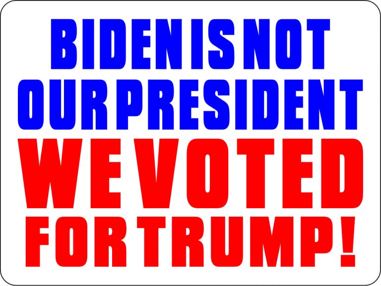 18″ X 12" BIDEN IS NOT OUR PRESIDENT WE VOTED FOR TRUMP SIGN